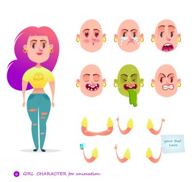 Öğrenci kadın duygu yüzler.