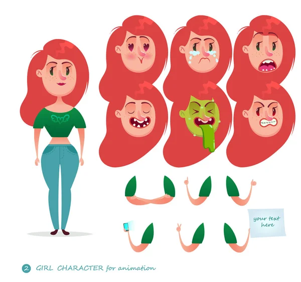 Ícones faciais Emoji Estudante Mulher — Vetor de Stock