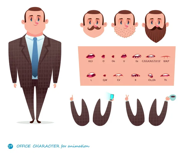 Οριστεί για χαρακτήρα μιλάει animations.men s κοστούμι — Διανυσματικό Αρχείο