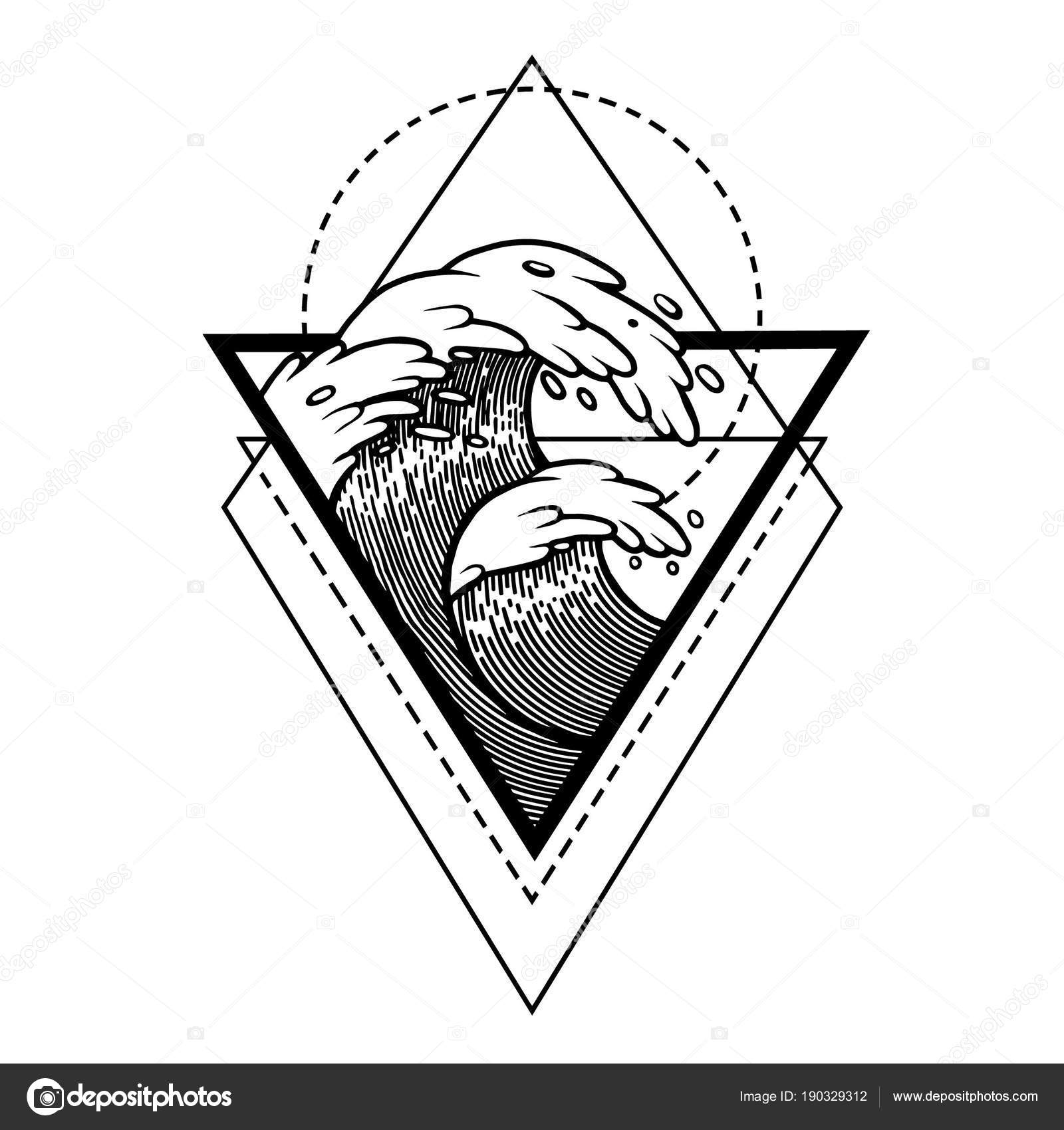 Image vectorielle Vagues d'eau dans l'eau avec cadre géométrique sacré par  ©kalita.katsiaryna@gmail.com - 190329312, image size:1600x1700