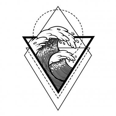 Su dalgaları suda ıslatın ve kutsal geometri çerçeve