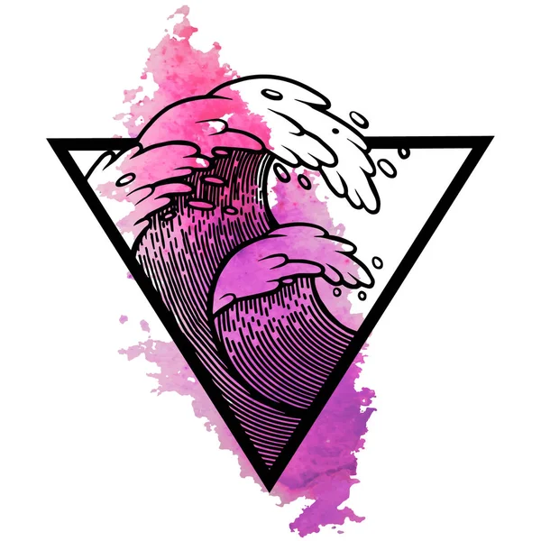 Su dalgaları suda ıslatın ve kutsal geometri çerçeve.