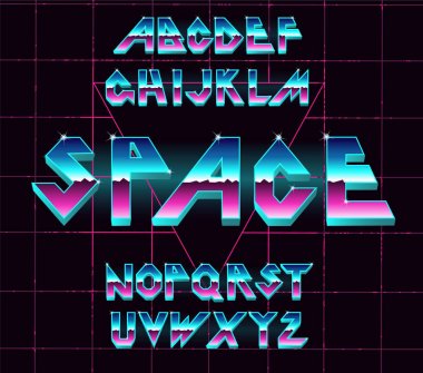 80 s retro alfabe yazı tipi.