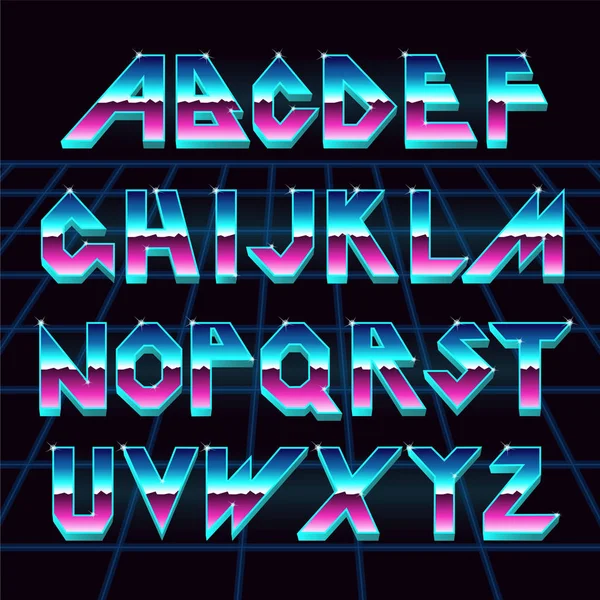 Fonte 80 s rétro alphabet . — Image vectorielle