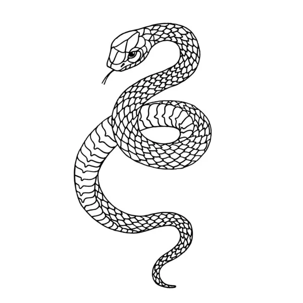 Serpiente del tatuaje. Tinta tradicional estilo punto negro. Ilustración vectorial aislada . — Vector de stock