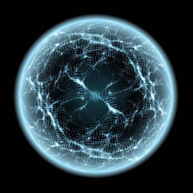 Science concept design. Physical forces, fields. Inner and outer spheres. Abstract Globe Grid.