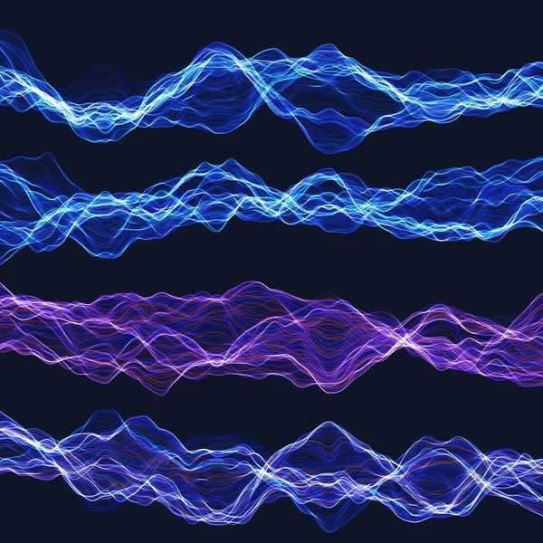 Set of energy chaotic waves. Sound or energy waves for your design — Stock Vector