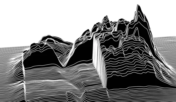 Цифровая поверхность из линий. Абстрактная технологическая иллюстрация — стоковый вектор