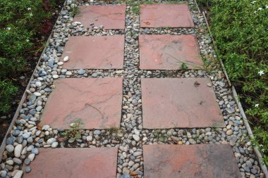 bahçede yürüyüş yolu