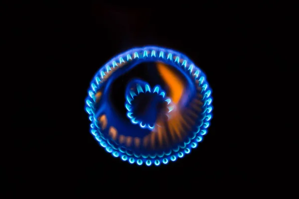 Hořící plynový hořák podrobně temnoty — Stock fotografie