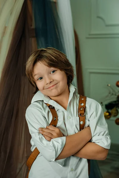 Маленький Смішний Хлопчик Крупним Планом Портрет — стокове фото