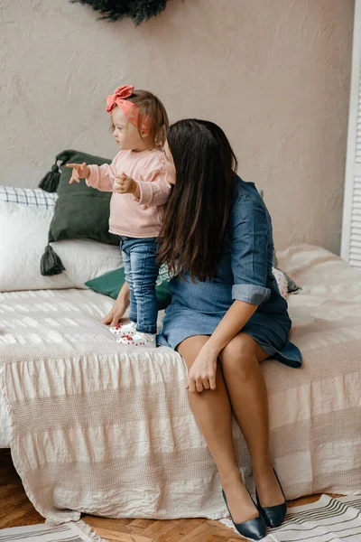 Amor Cuidado Mãe Síndrome Filha Conceito Amor Pelas Crianças — Fotografia de Stock