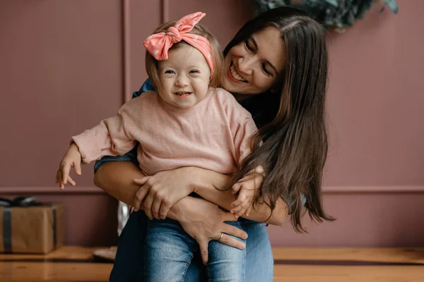 Amor Cuidado Mãe Síndrome Filha Conceito Amor Pelas Crianças — Fotografia de Stock