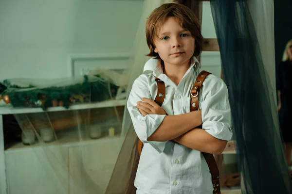 Kleine Grappige Jongen Close Portret — Stockfoto