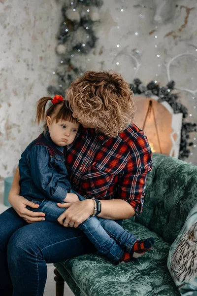 Amore Materno Bambino Con Sindrome Festa Della Mamma San Valentino — Foto Stock