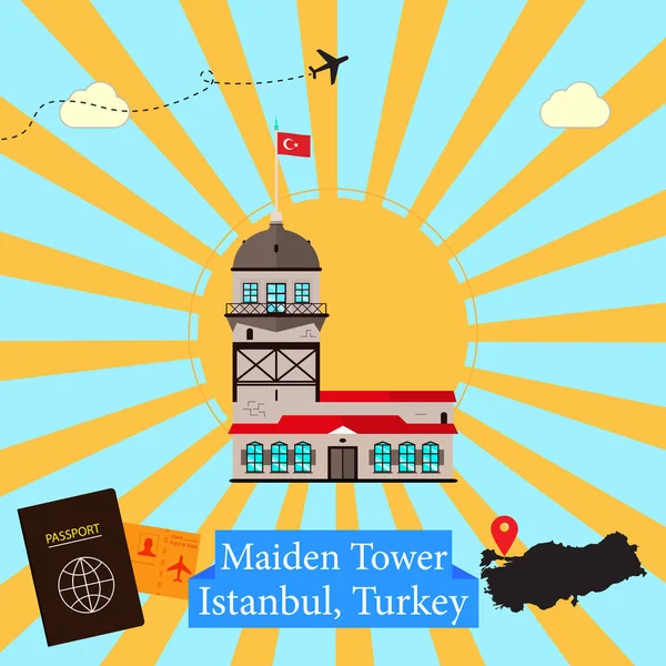 Maiden's Tower - Istanbul, Turkey — Stock Vector