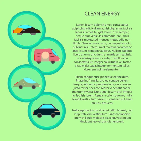 temiz enerji Infographic düz araba simgesiyle