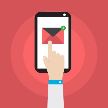 el smartphone posta simge vektör tasarımı ile tutarak