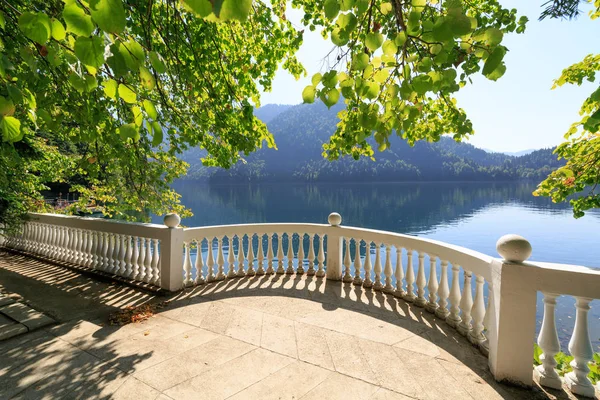 Abkhazia Georgia September 2017 Semicircular Classic Balcony Shore Lake Ritsa — Stock Photo, Image