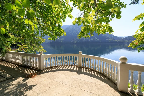 Semicircular Classic Balcony Shore Lake Ritsa State Residence Abkhazia — Stock Photo, Image