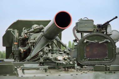 Sambek, Rostov Region, Russia, June 28, 2019: The gun of the Russian self-propelled mortar 2C4 Tulip clipart