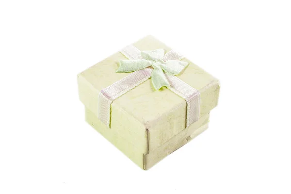 Classic  paper small gift box for present wrapping with white background — Stock Photo, Image