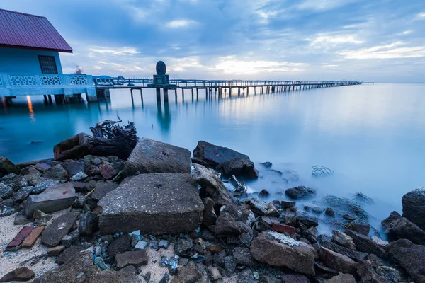 Vista paisagem azul hora como fundo — Fotografia de Stock