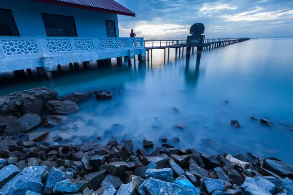 Vista paisagem azul hora como fundo — Fotografia de Stock