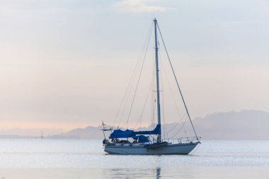 Bir sakin denizde yalnız tekne