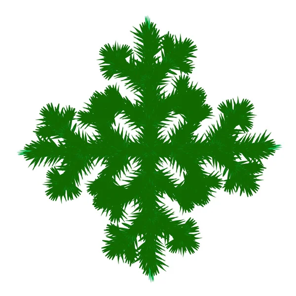 Un copo de nieve hecho de ramas de árbol de Navidad, saludos de Navidad, Año Nuevo. El concepto para las vacaciones de invierno . — Vector de stock