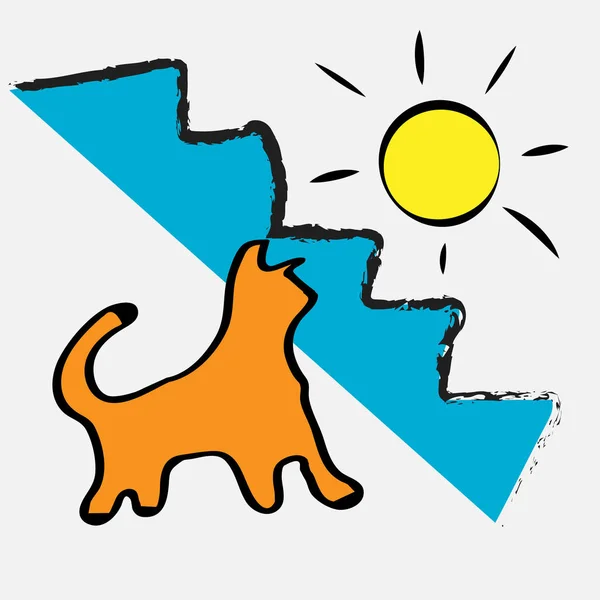 Kočka je teplá. sluníčko štěstí pozitivity — Stockový vektor