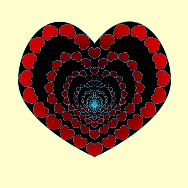 El corazón es un abismo de amor. En el amor, caer en el abismo. Corazón de corazones pequeños. Vector. Día de San Valentín s — Vector de stock