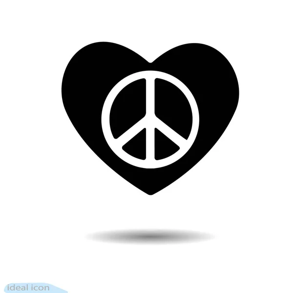 Icono del corazón. Símbolo del amor. San Valentín. Pacífico. Diseño gráfico web, logotipo. Carbón negro. Vector. Gran cantidad de hollín. Shadow.Disarmament. reconciliación. Renuncia de la fuerza militar. La paz internacional. — Archivo Imágenes Vectoriales