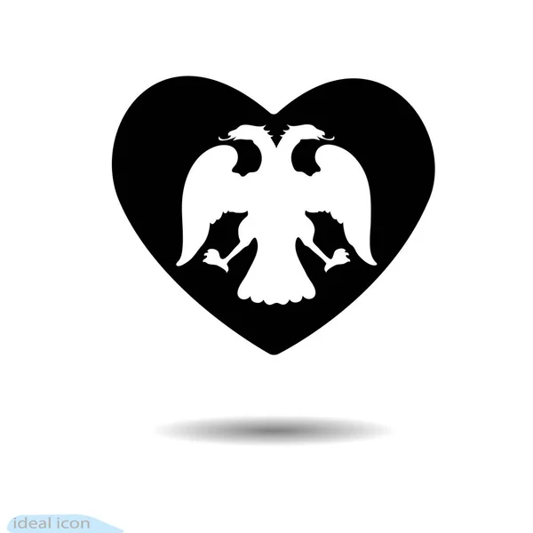 Ikona cardio s dvouhlavým orlem. Prvky pro Valentýna den. Vektorový obrázek — Stockový vektor