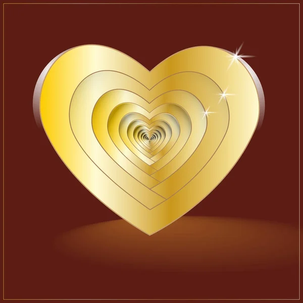 Elementos de diseño para el día de San Valentín s. Vector. Un corazón de oro. Icono. En el marco de la tarjeta. Ilustración — Vector de stock