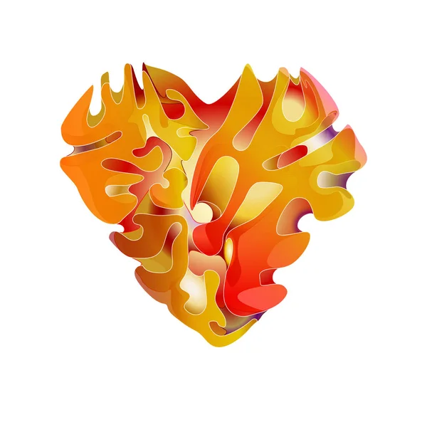 Elementos de diseño para el día de San Valentín s. Vector. Corazón rojo. Icono. En el marco de la tarjeta. Ilustración. Fractal y abstracción — Vector de stock