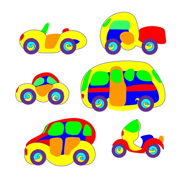 汽车在玩具样式。丰富多彩, 有趣。矢量.为宝宝亮。卡通创新. — 图库矢量图片