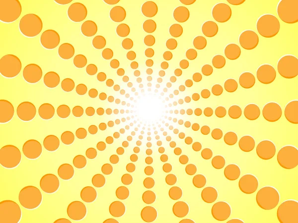 Stralen van Oranje. Gele abstracte zon barsten achtergrond - gradiënt zonlicht vector grafische vormgeving van radiale mooie oranje cirkels. Vector — Stockvector