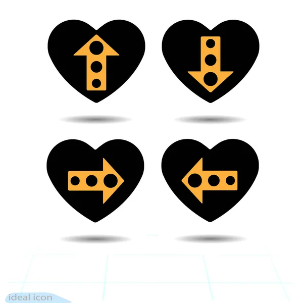 Herz-Icon-Set. Ein Symbol der Liebe. Valentinstag-s mit dem Zeichen des Pfeils. Flachen Stil für Grafik und Web-Design, Logo. Kreis-Pfeil-Taste. Flaches Design. Vektor-illustration. — Stockvektor