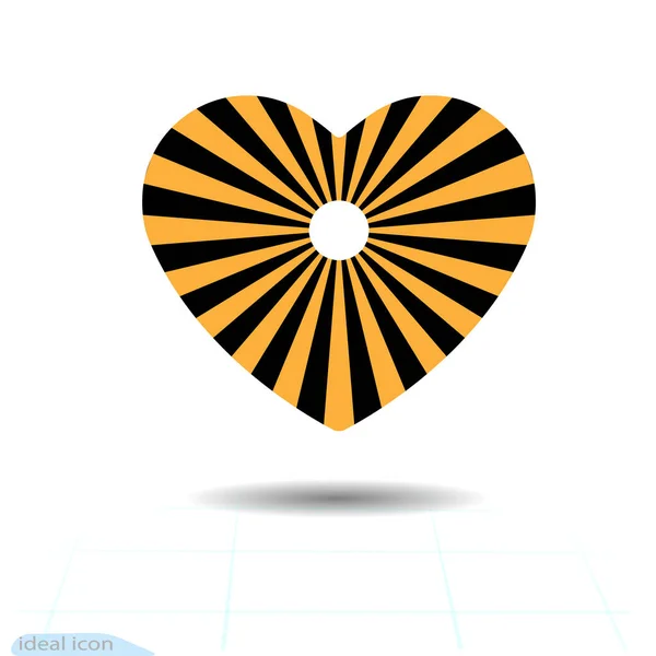 Icono del corazón. Un símbolo de amor. Día de San Valentín con el signo del sol. Estilo plano para gráfica y diseño web, logotipo. Icono de sol. Ilustración de vector — Archivo Imágenes Vectoriales