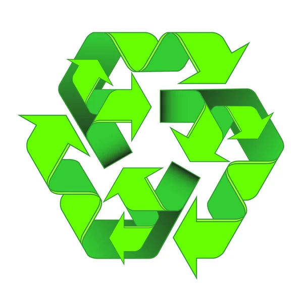Зеленые стрелки корзины — это два уровня циклической обработки. Эко символ векторные иллюстрации, изолированные на белом фоне. Повышенная вторичного знак. Повышенной цикла переработанных материалов, значок. — стоковый вектор