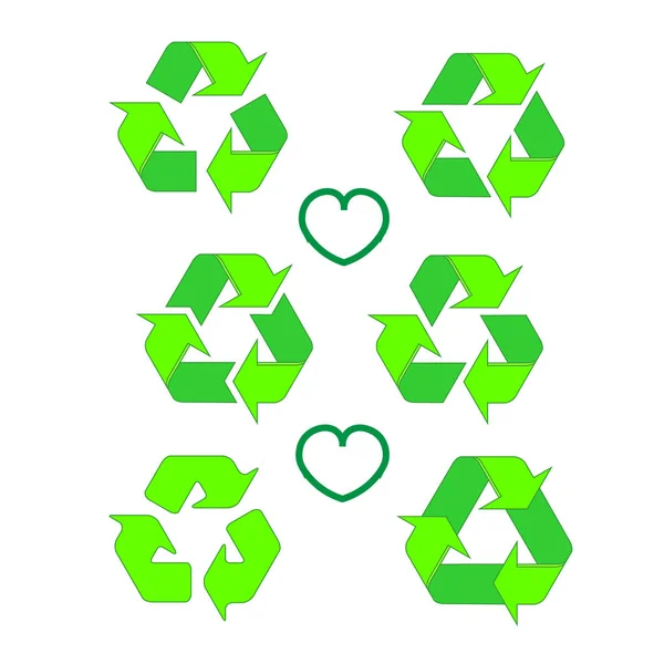 Gerecycled eco vector icon set. Recycle pijlen ecologie symbool. Gerecycled cyclus pijl. Vectorillustratie geïsoleerd op witte achtergrond. — Stockvector