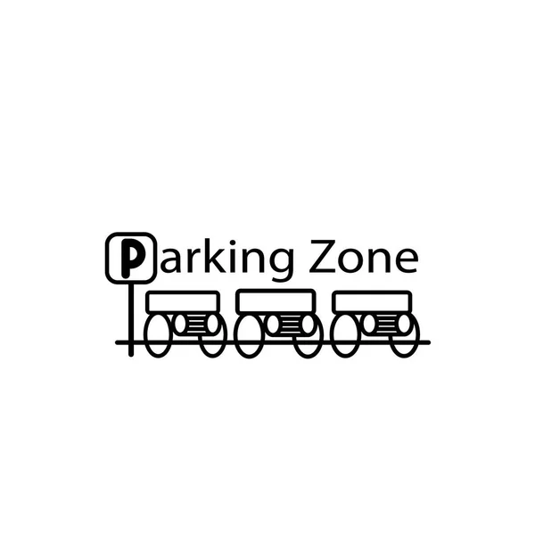 Coches aparcados en una zona de aparcamiento sobre fondo blanco. ilustración vectorial — Archivo Imágenes Vectoriales