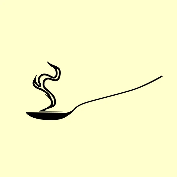 Um ícone de colher de comida quente e vapor. Vector. Ilustração isolada. — Vetor de Stock