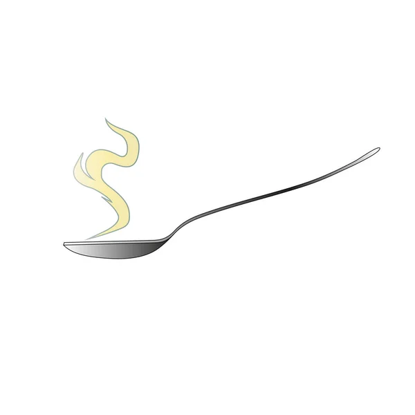 Een lepel pictogram van warm eten en stoom. Vector. Geïsoleerde illustratie. — Stockvector