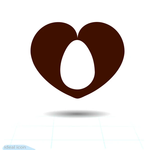 Icono de vector de corazón, símbolo de amor. Huevo de Pascua en corazón negro. Signo del día de San Valentín, el emblema, estilo plano para gráfica y diseño web, logotipo. — Archivo Imágenes Vectoriales