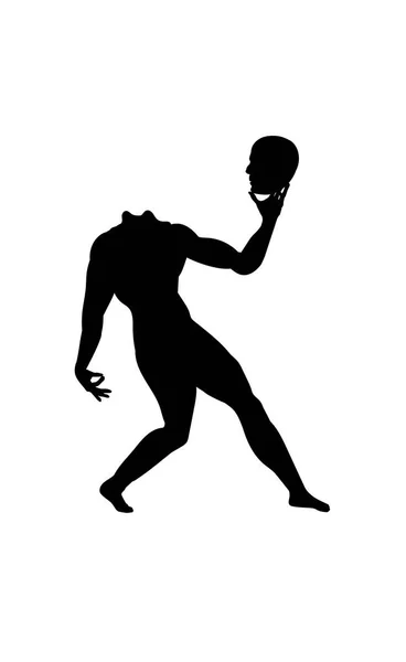 Lidská silueta bez hlavy. Mužská anatomie na pravé přední straně siluety. Ikona vektoru mužského těla — Stockový vektor