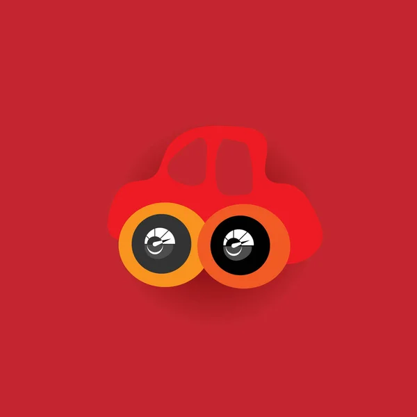 红色汽车的玩具风格。有趣的向量。为宝宝明亮。卡通创新. — 图库矢量图片