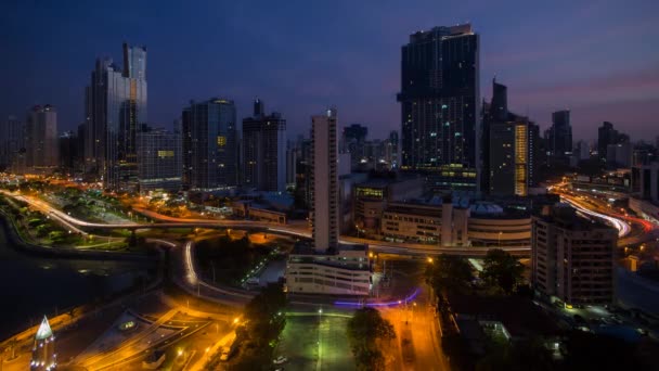 Natt tid stadsbilden på Panama City — Stockvideo