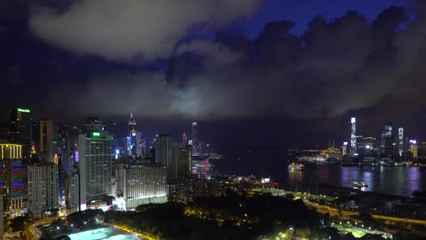 Yükseltilmiş görünümü, Victoria park ve Hong Kong Merkez ilçe — Stok video